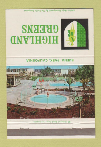 Matchbook Cover - Highland Greens Buena Park CA 40 Strike