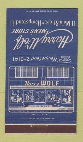 Matchbook Cover - Harry Wolf Men's Store Hempstead LI NY 36 Strike