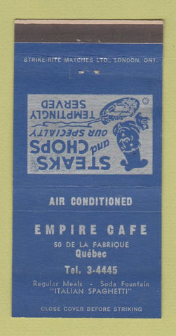 Matchbook Cover - Empire Cafe Quebec QC 30 Strike