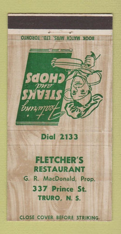 Matchbook Cover - Fletcher's Restaurant Truro NS 30 Strike