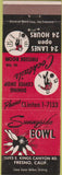 Matchbook Cover - Sunnyside Bowling Fresno CA