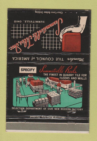 Matchbook Cover - Summitville Tiles Summitville OH 40 Strike