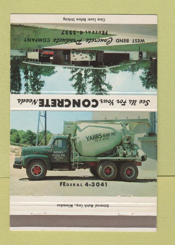Matchbook Cover - Yahrs Ready Mix Concrete   40 Strike