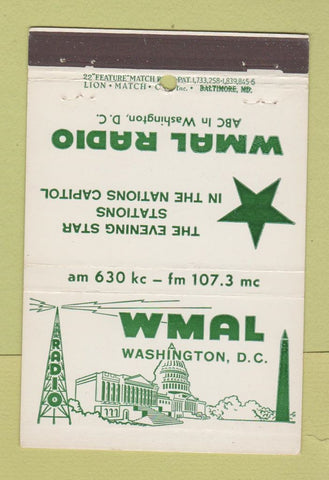 Matchbook Cover - WMAL Radio Washington DC 630 22 Strike Feature