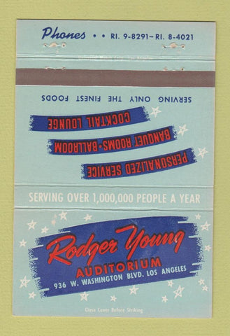 Matchbook Cover - Rodger Young Auditorium Los Angeles CA 40 Strike