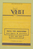 Matchbook Cover - Barry Rick Associates Talent Agency WEAR 40 Strike