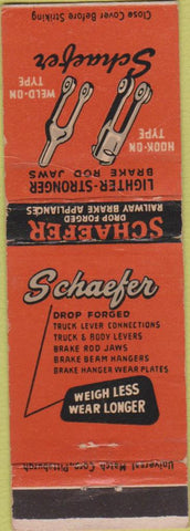 Matchbook Cover - Schaefer Railroad Brakes CREASES