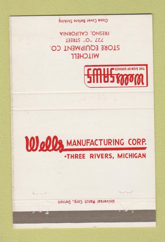 Matchbook Cover Wells Manufacturing Corp Fresno CA Mitchell Store 40 Strike