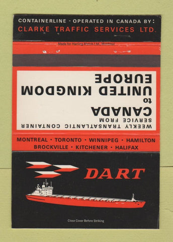 Matchbook Cover - Dart Container Line Montreal Toronto Winnipeg 40 Strike