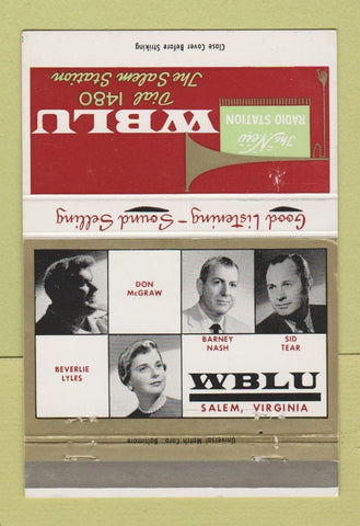Matchbook Cover - SBLU Radio Salem VA 1480 40 Strike