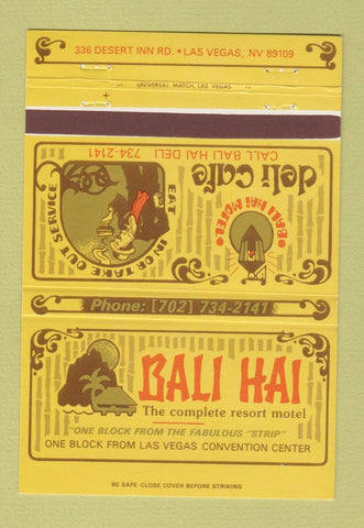 Matchbook Cover - Bali Hai Resort Motel Las Vegas NV 40 Strike