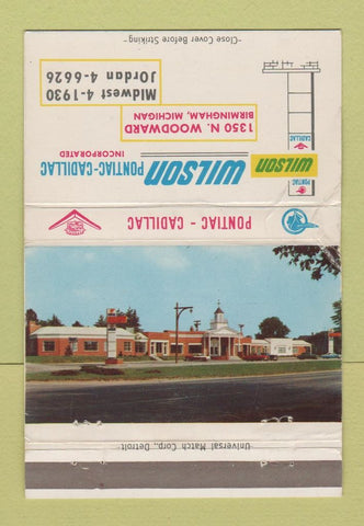Matchbook Cover - Wilson Pontiac Cadillac Birmingham MI WORN 40 Strike
