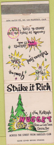 Matchbook Cover - Jim Kelley's Nugget Casino Reno NV