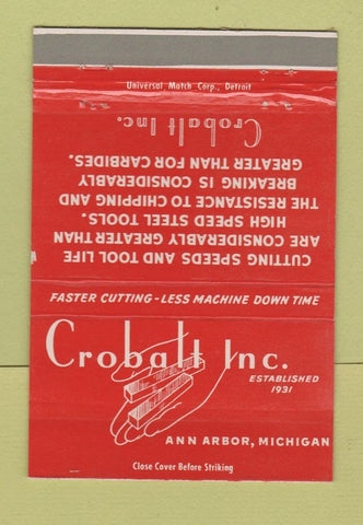 Matchbook Cover - Crobalt Inc Ann Arbor MI cutting tool 40 Strike