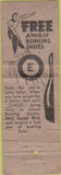Matchbook Cover - Sunset Bowling Los Angeles CA letter E King Midas WORN