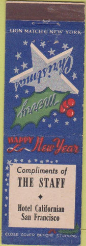 Matchbook Cover - Hotel Californian San Francisco CA