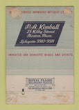 Matchbook Cover - PA Kimball Boston MA Liquors 40 Strike