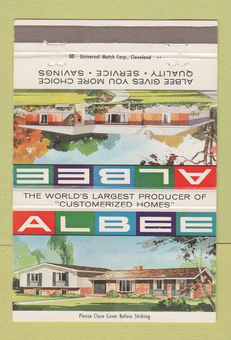 Matchbook Cover - Albee Homes Allenwood PA 40 Strike