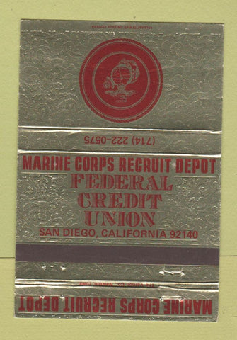 Matchbook Cover - Marine Corps Depot Credit Union San Diego CA 40 Strike