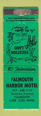 Matchbook Cover - Falmouth Harbor Motel Cape Cod MA GREEN POOR STRIKER