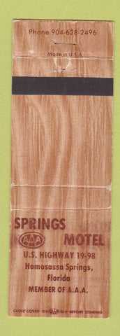 Matchbook Cover - Springs Motel Homosassa Springs FL