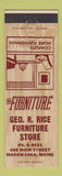 Matchbook Cover - Geo Rice Furniture Store Madawaska ME