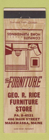 Matchbook Cover - Geo Rice Furniture Store Madawaska ME