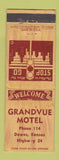 Matchbook Cover - Grandvue Motel Downs KS low phone # WEAR