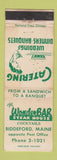 Matchbook Cover - Wonder Bar Steak House Biddeford ME
