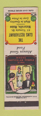 Matchbook Cover - Elms Restaurant Waterville ME