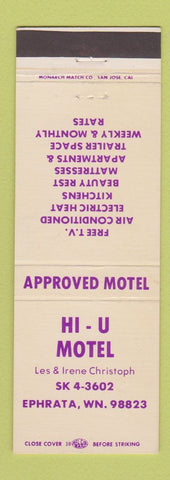 Matchbook Cover - Hi U Motel Ephrata WA