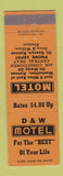 Matchbook Cover - D&W Motel St George KS Klemsz