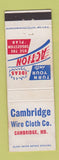 Matchbook Cover - Cambridge Wire Cloth MD