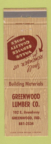 Matchbook Cover - Greenwood Lumber Greenwood IN