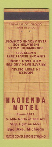 Matchbook Cover - Hacienda Motel Bad Axe MI