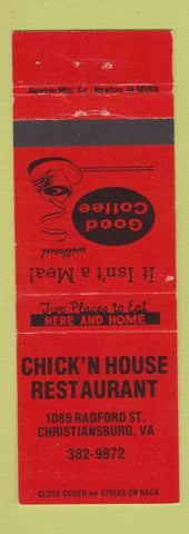 Matchbook Cover - Chick n House Restaurant Christiansburg VA