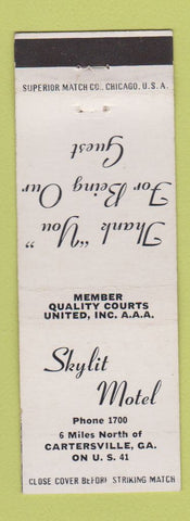 Matchbook Cover - Skylit Motel Cartersville GA