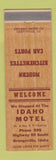 Matchbook Cover - Idaho Motel Grangeville ID