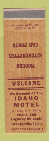 Matchbook Cover - Idaho Motel Grangeville ID
