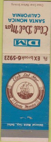 Matchbook Cover - Club Del Mar Santa Monica CA