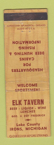 Matchbook Cover - Elk Tavern Irons MI WORN