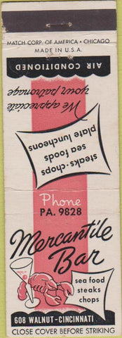 Matchbook Cover - Mercantile Bar Cincinnati OH football back