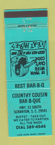 Matchbook Cover - Country Cousin BBQ Scranton SC girlie