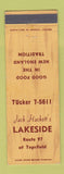 Matchbook Cover - Jack Hackett's Lakeside Topsfield MA