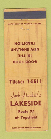 Matchbook Cover - Jack Hackett's Lakeside Topsfield MA