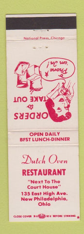 Matchbook Cover - Dutch Oven Restaurant New Philadelphia PH