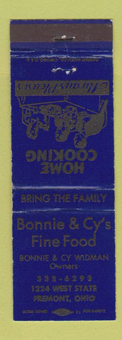 Matchbook Cover - Bonnie & Cy's Restaurant Fremont OH