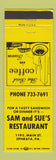 Matchbook Cover - Sam and Sue's Restaurant Ephrata PA