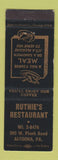 Matchbook Cover - Ruthie's Restaurant Altoona PA
