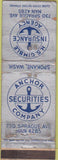 Matchbook Cover - Anchor Securities Insurance Spokane WA WORN